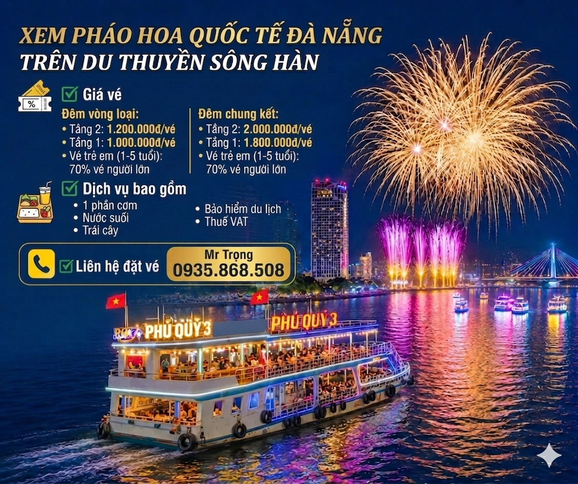 Xem Pháo Hoa Quốc Tế Đà Nẵng Trên Du Thuyền Sông Hàn